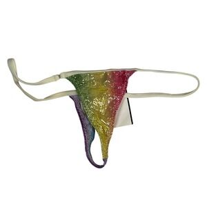 Zuliana VTG Y2K Miami Rainbow Glitter G-String Thong Dancing Outfit Medium NWT